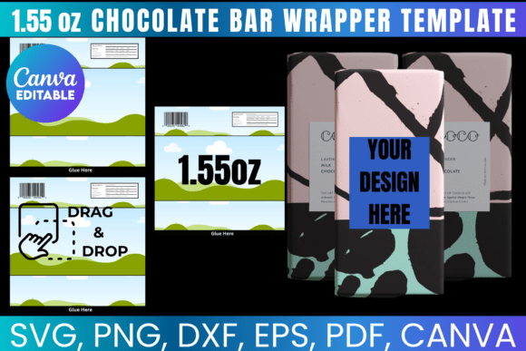 1.55 Oz Chocolate Bar Wrapper Template: Canva Graphics