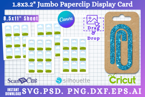 1.8x3.2 Paper Clip Display Card SVG: Graphics for Canva Branding