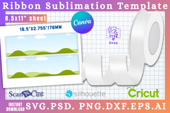 10.5x2.755 Ribbon Sublimation Template for Canva & Graphics