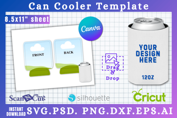 12oz Soft Can Cooler Coozie Template: Graphics for Canva & Creative Marketplaces
