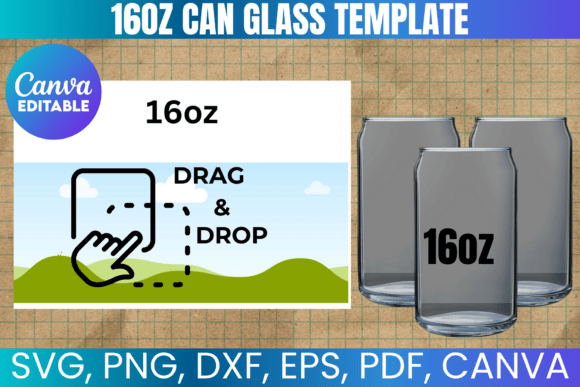 16oz Can Glass Template: Graphics for Canva Designers