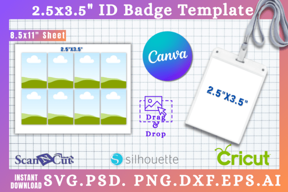 2.5x3.5 Badge Holder Insert SVG Template — Canva & Graphics Ready