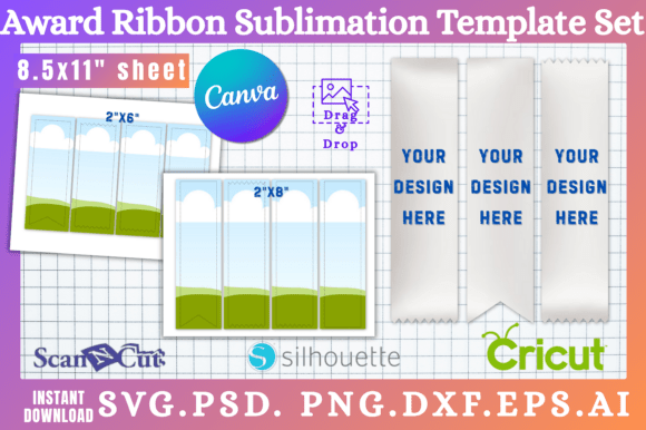 2 Size Award Ribbon Sublimation Template: Canva Graphics