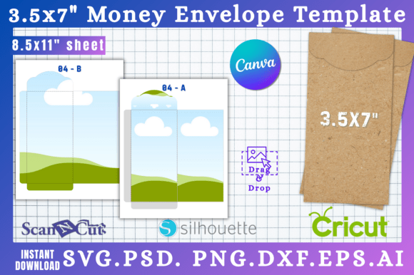 3.5x7 Money Envelope SVG Template 04 — Graphics for Canva & Crafters