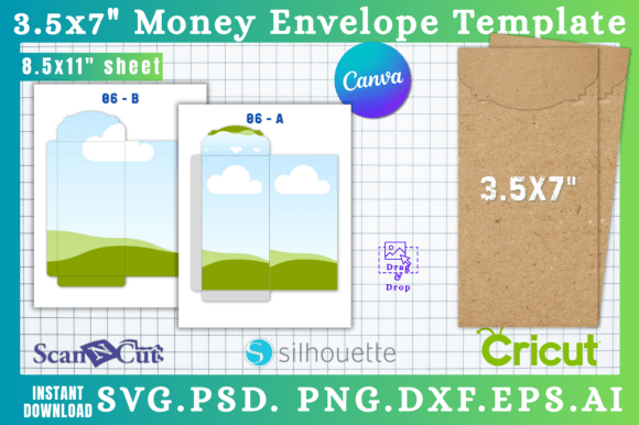 3.5x7 Money Envelope SVG Template 06 Graphics for Canva
