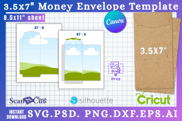 3.5x7 Money Envelope SVG Template 07 Graphics for Canva