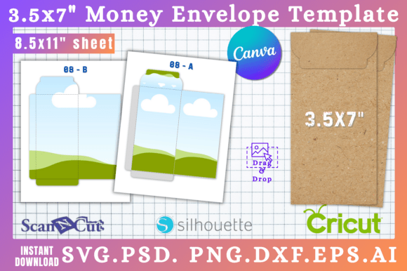 3.5x7 Money Envelope SVG Template 08 — Canva Graphics