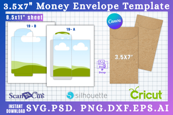 3.5x7 Money Envelope SVG Template 19 Graphics for Canva