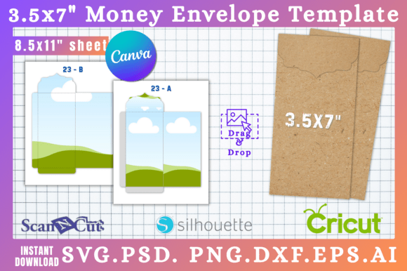 3.5x7 Money Envelope SVG Template 23 — Canva & Graphics