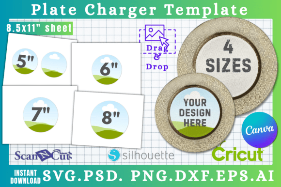 4pc Plate Charger SVG Template Bundle