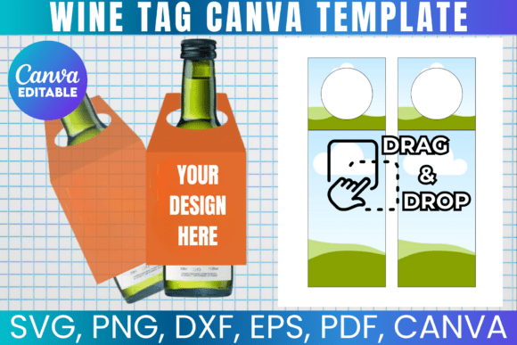 750ml Wine Bottle Tags Template: Canva Graphics