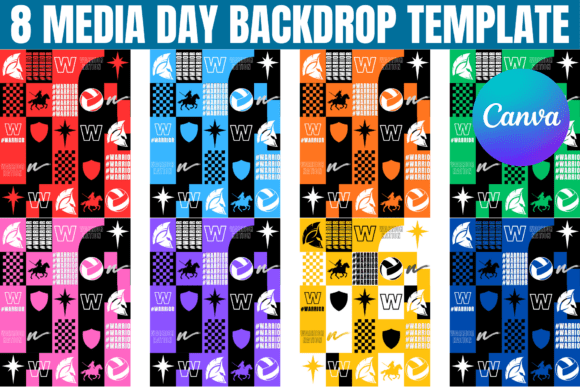 8 Media Day Backdrop Editable Template: Canva Graphics for Crafters