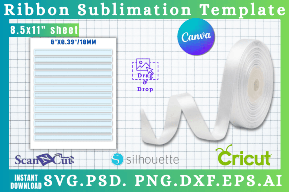 8x0.39 10mm Ribbon Sublimation Template