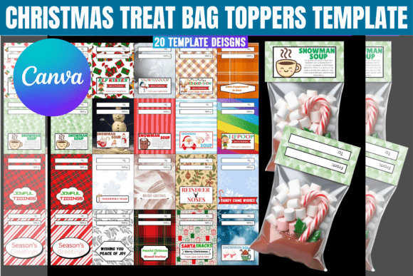 Christmas Treat Bag Toppers Template: Canva Graphics