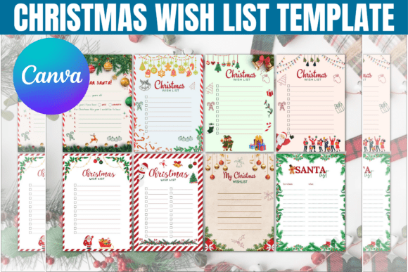 Christmas Wish List Template Graphics for Canva