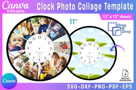Clock Photo Collage Template: Canva Graphics for Heartfelt Branding
