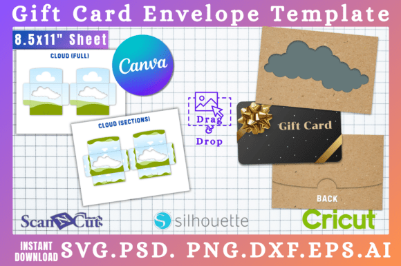 Cloud Gift Card Holder Envelope Template: Canva Graphics