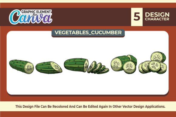 Cucumber Vegetables Vector Set Graphic for Canva & Web Graphics