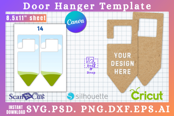 Doorknob Hanging Sign SVG Cut Template14: Graphics for Canva Creators