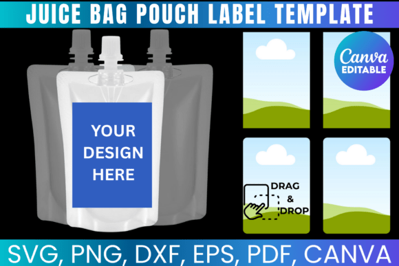 Juice Bag Pouch Label Template: Canva Graphics for Playful Branding
