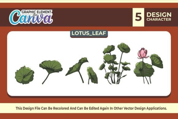 Lotus Leaf Graphic Element Vector Set: Canva Graphics for Local Brands