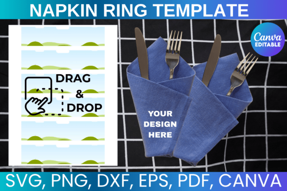 Napkin Ring Template, Utensil Pocket SVG
