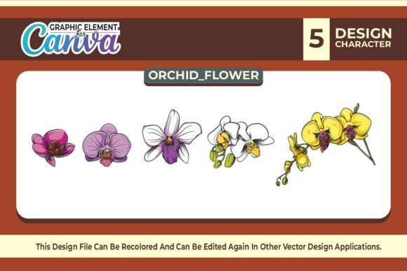 Orchid Flowers Graphic Element Vector for Canva