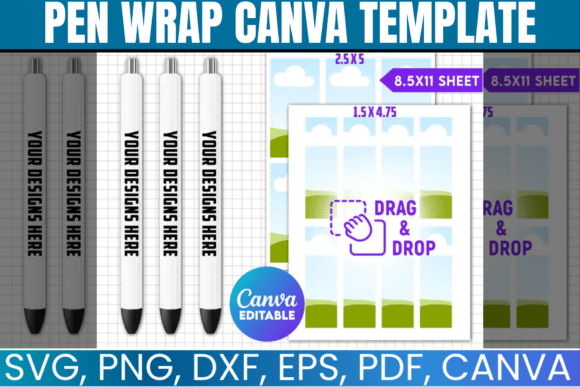 Pen Wrap Template Graphics for Canva
