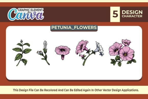 Petunia Flowers Graphic Element Vector for Canva Graphics