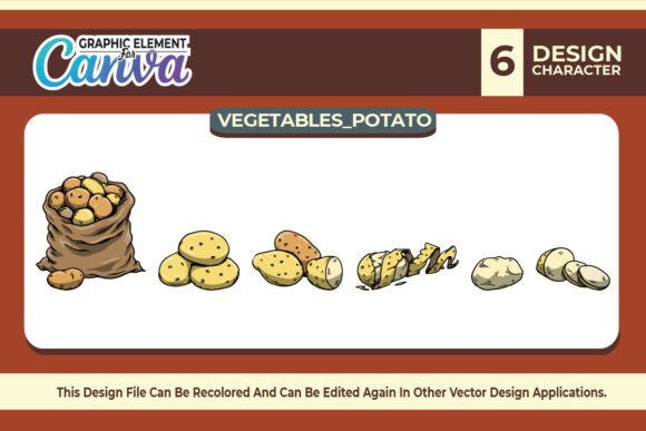 Potato Vegetables Vector Set: Canva Graphics for Crafters
