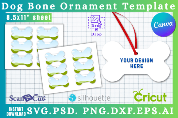 Printable Dog Bone Ornament SVG: Canva Graphics