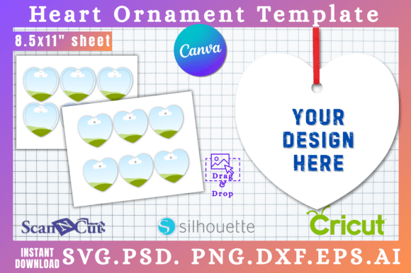 Printable Heart Ornament SVG Template