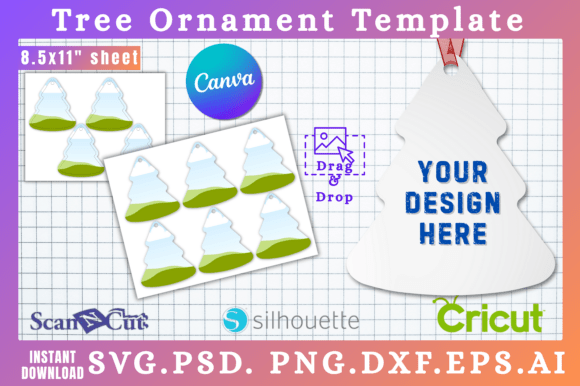 Printable Tree Ornament SVG Graphics for Canva