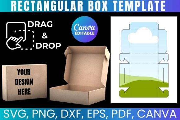 Rectangle Box Template: Shipping Box Graphics for Canva