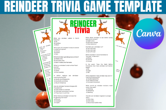 Reindeer Trivia Game Graphics for Canva