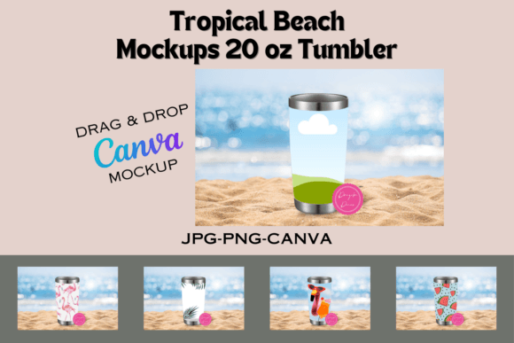 Tropical Beach 20 Oz Drag Drop Graphics for Canva