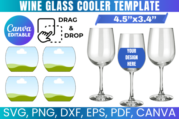 Wine Glass Cooler Template SVG: Canva Graphics for Brand Builders